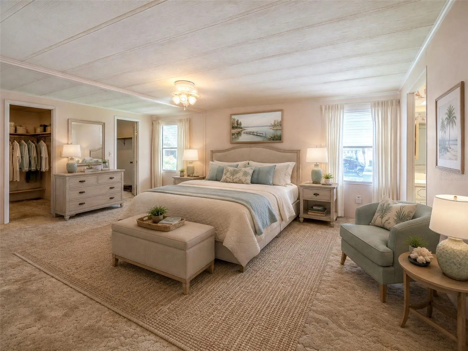 Primary bedroom, virtually staged