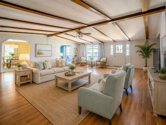Living room, virtually staged