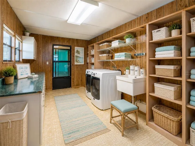 Laundry room, virtually staged