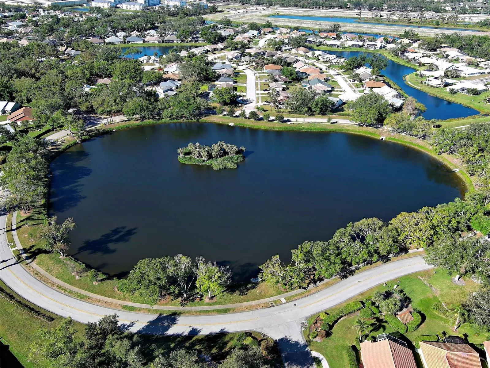 Aerial view of Circle Lake and rookery.