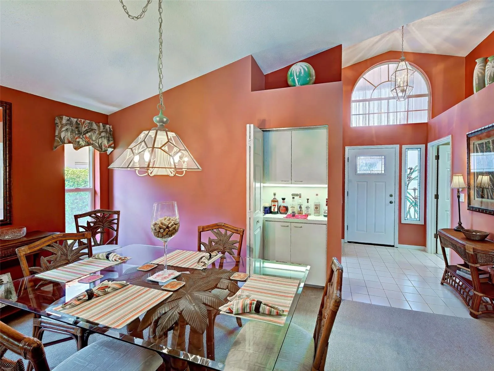 Dining room showing the built-in dry bar.