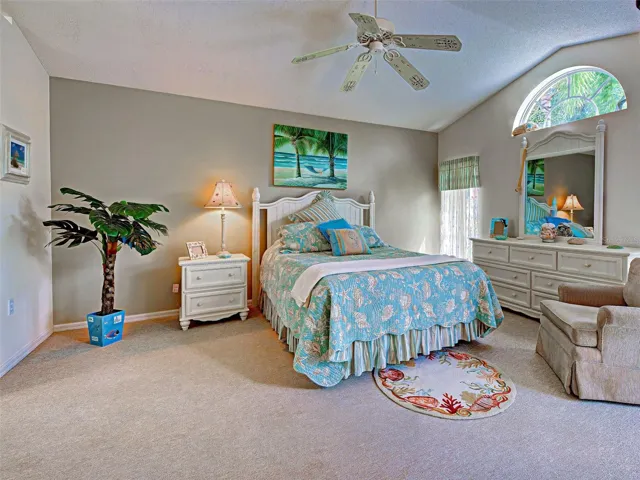 Primary bedroom at the back of the home.