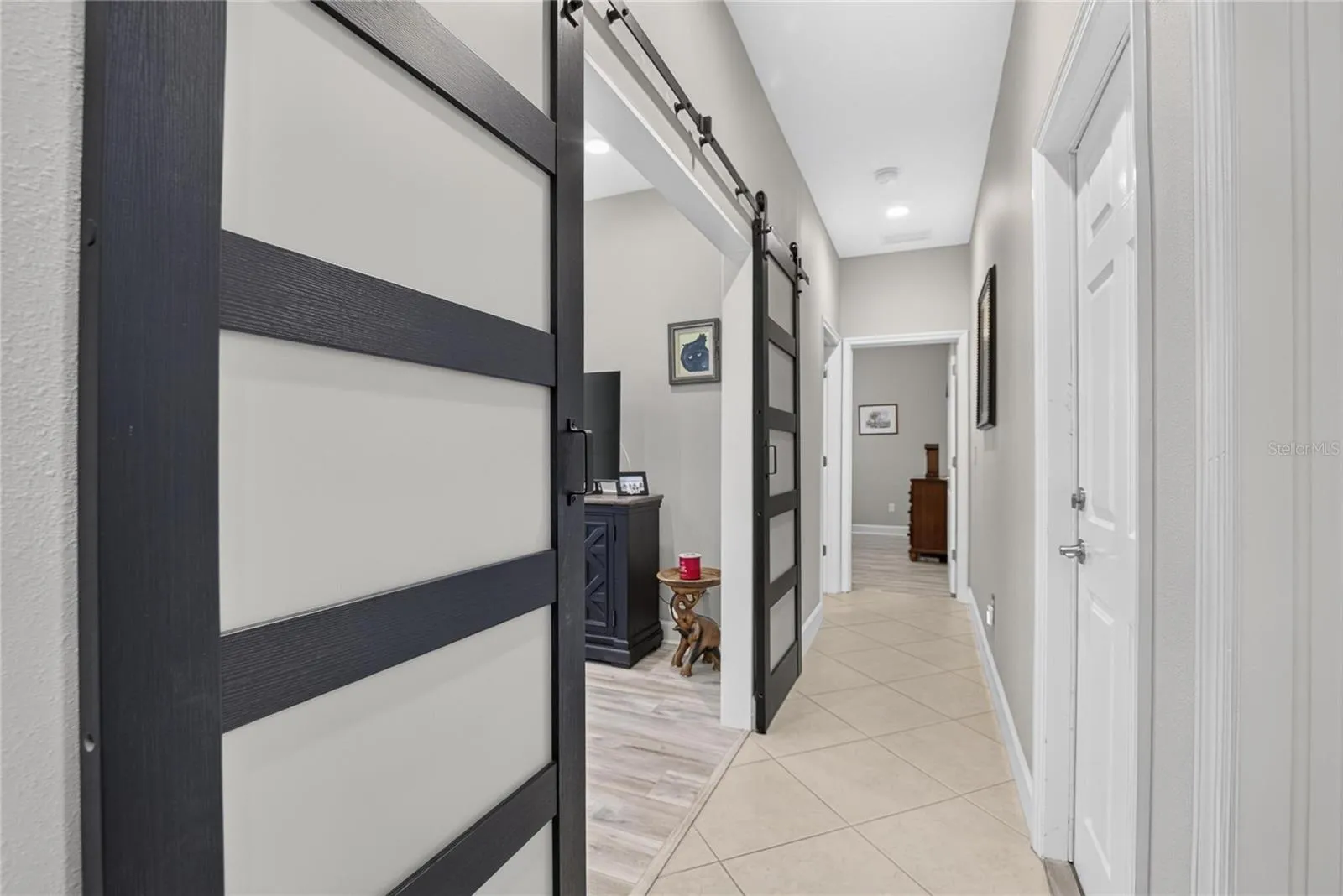 Beautiful barn doors on den/office