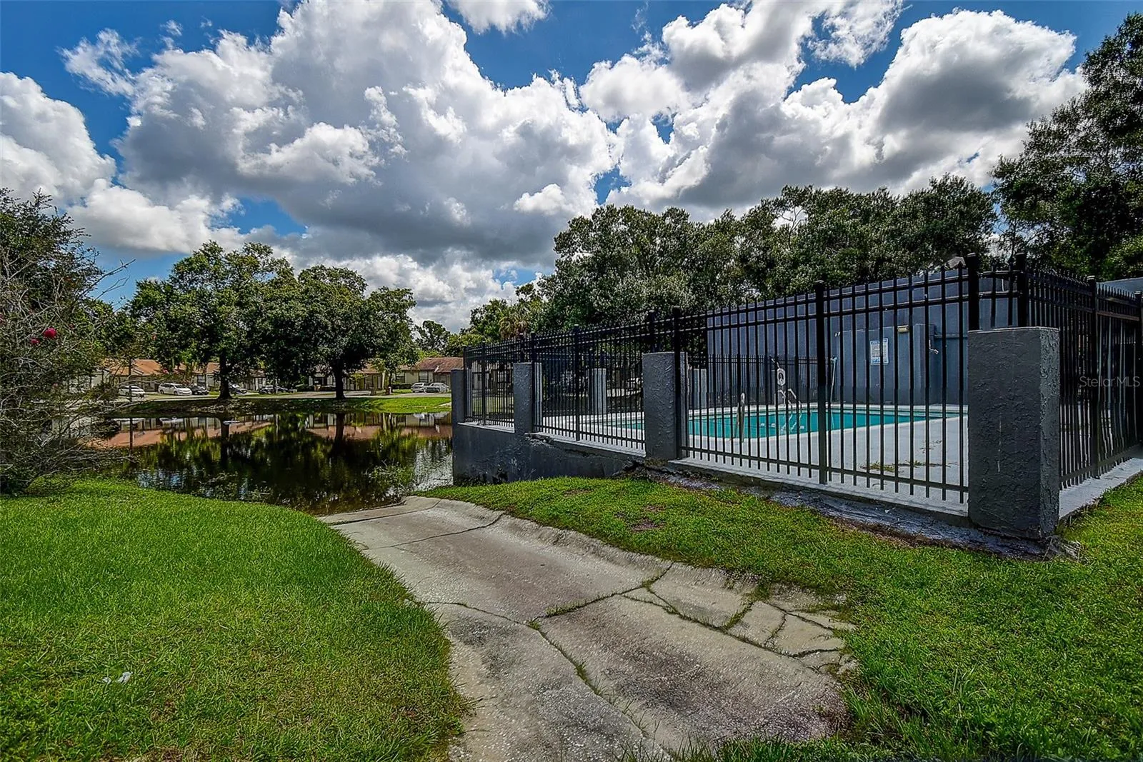 Large keyed pool overlooks lake