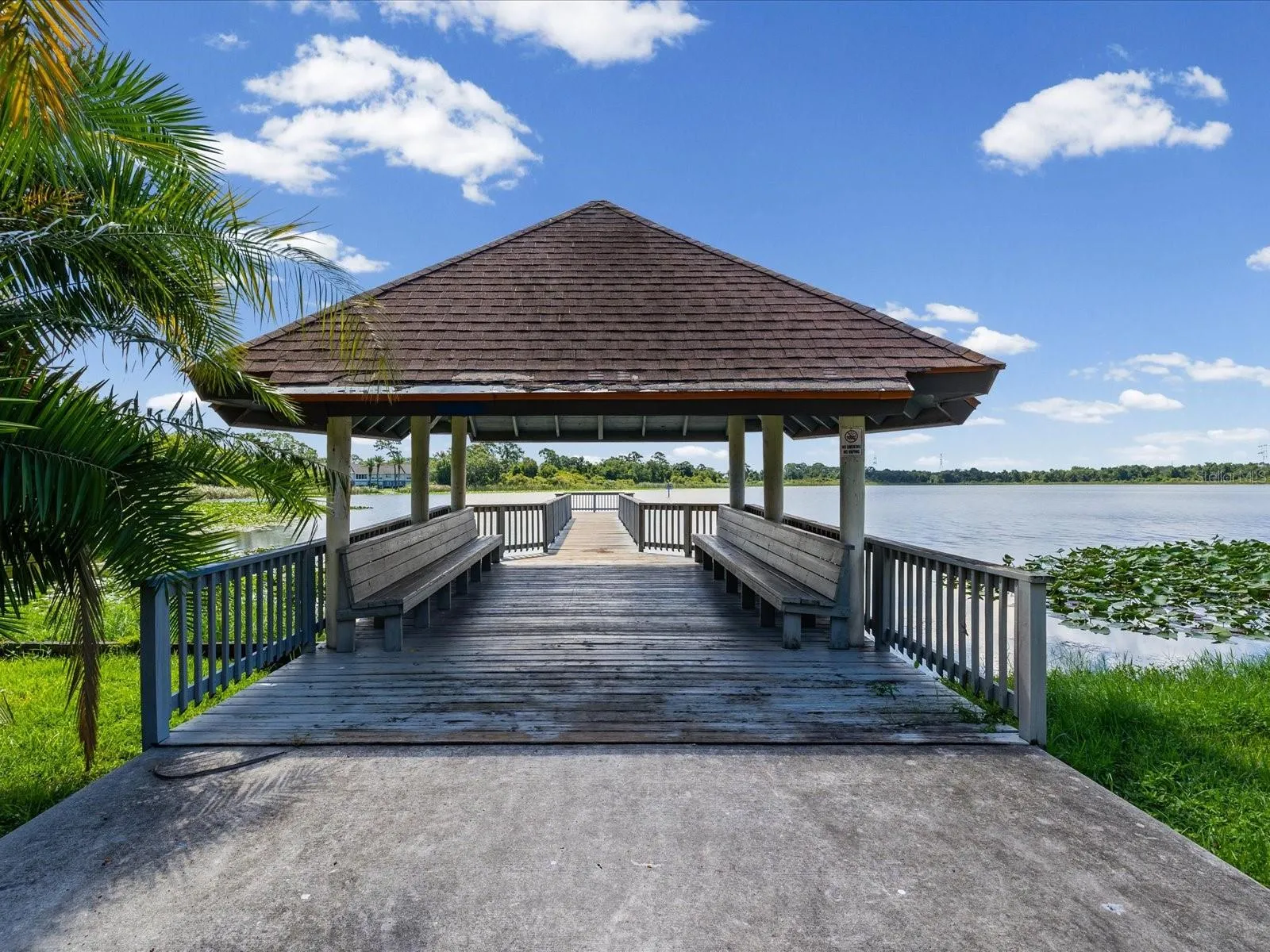 Covered Benches by the Lake