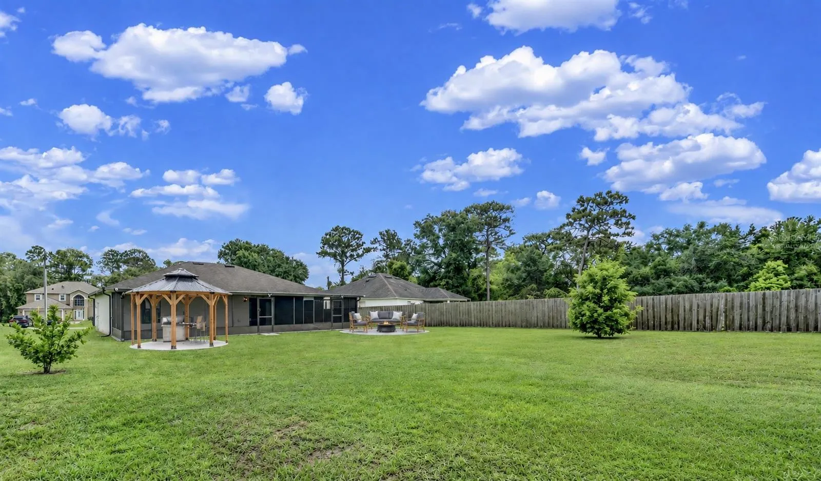 Virtually Staged Gazebo and Fire Pit Circle