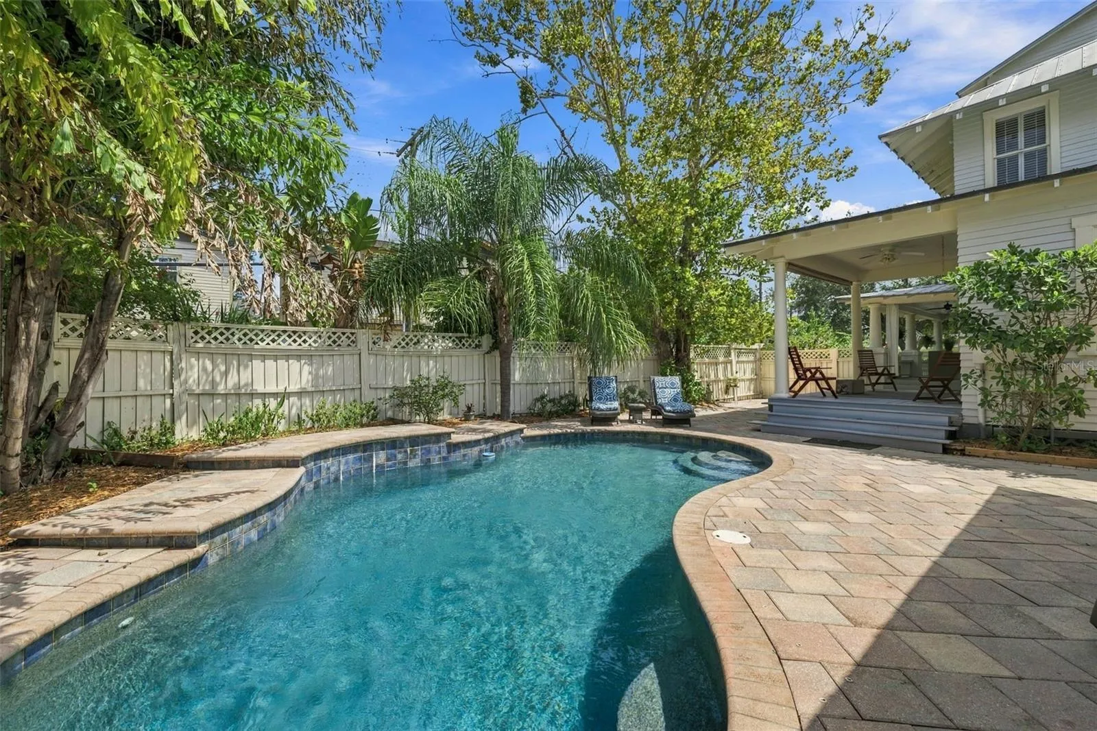 Pool with waterfall