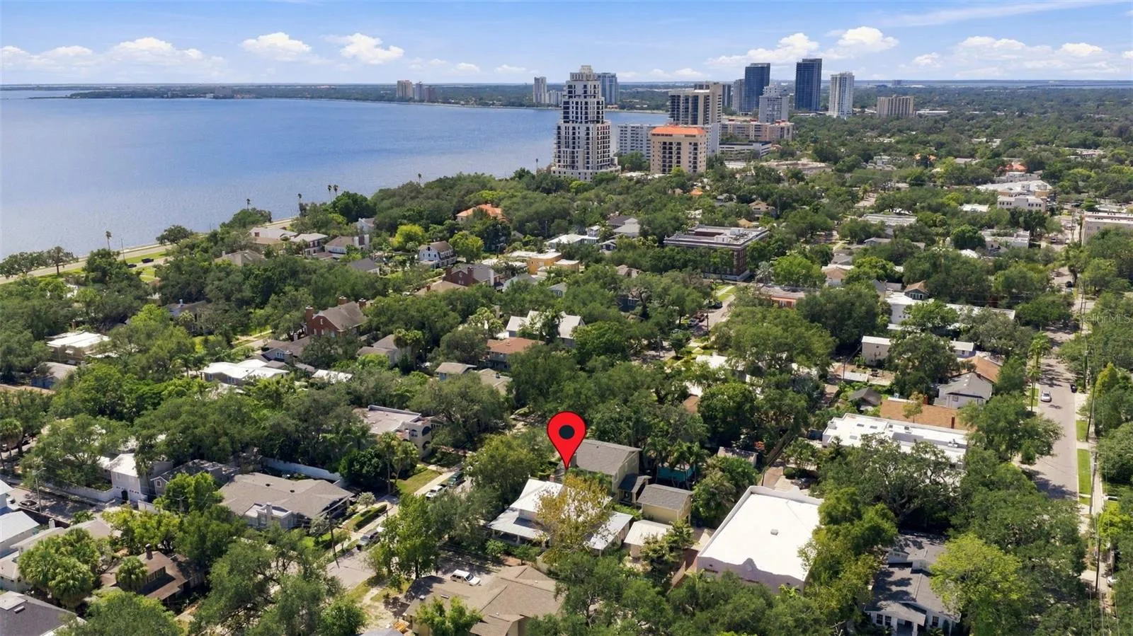 House at red marker - Bayshore and South in background