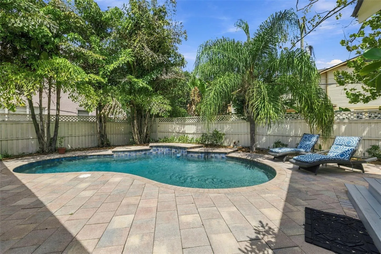 Pool with waterfall