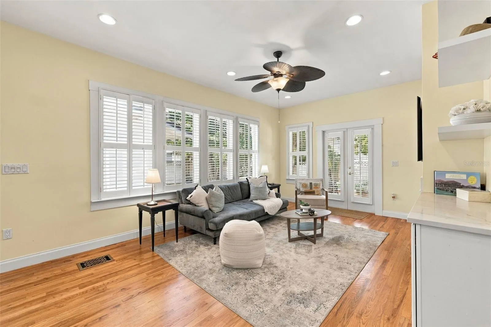 Family room overlooking pool