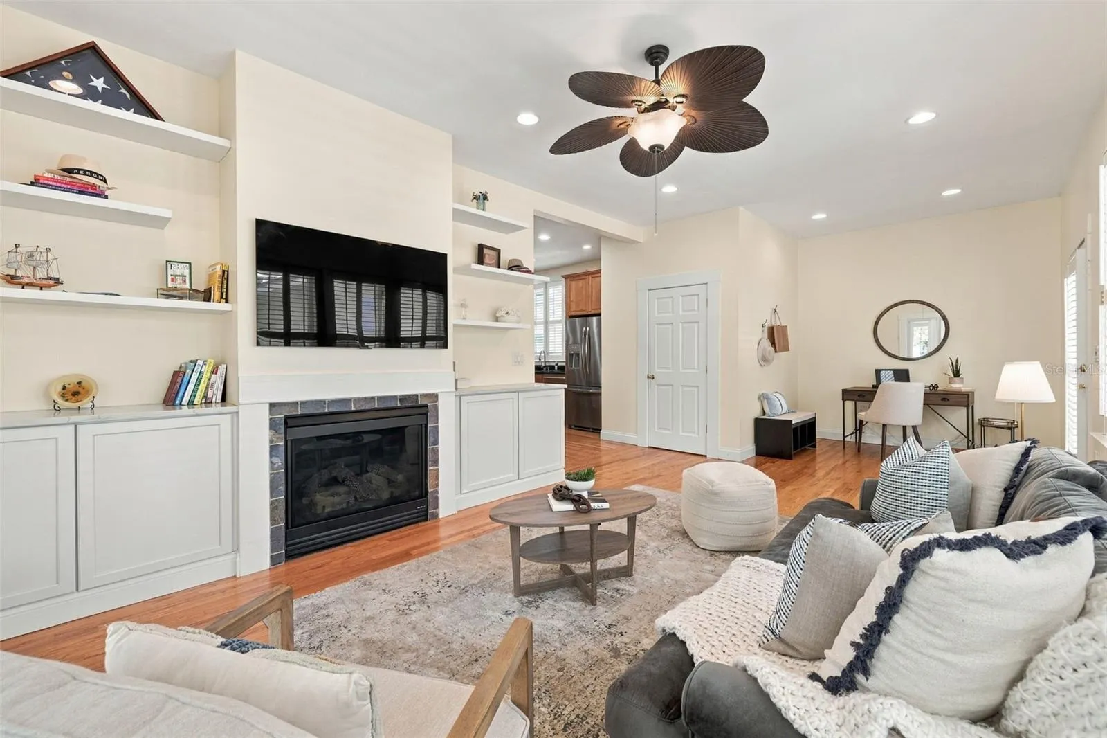 Family room with gas fireplace