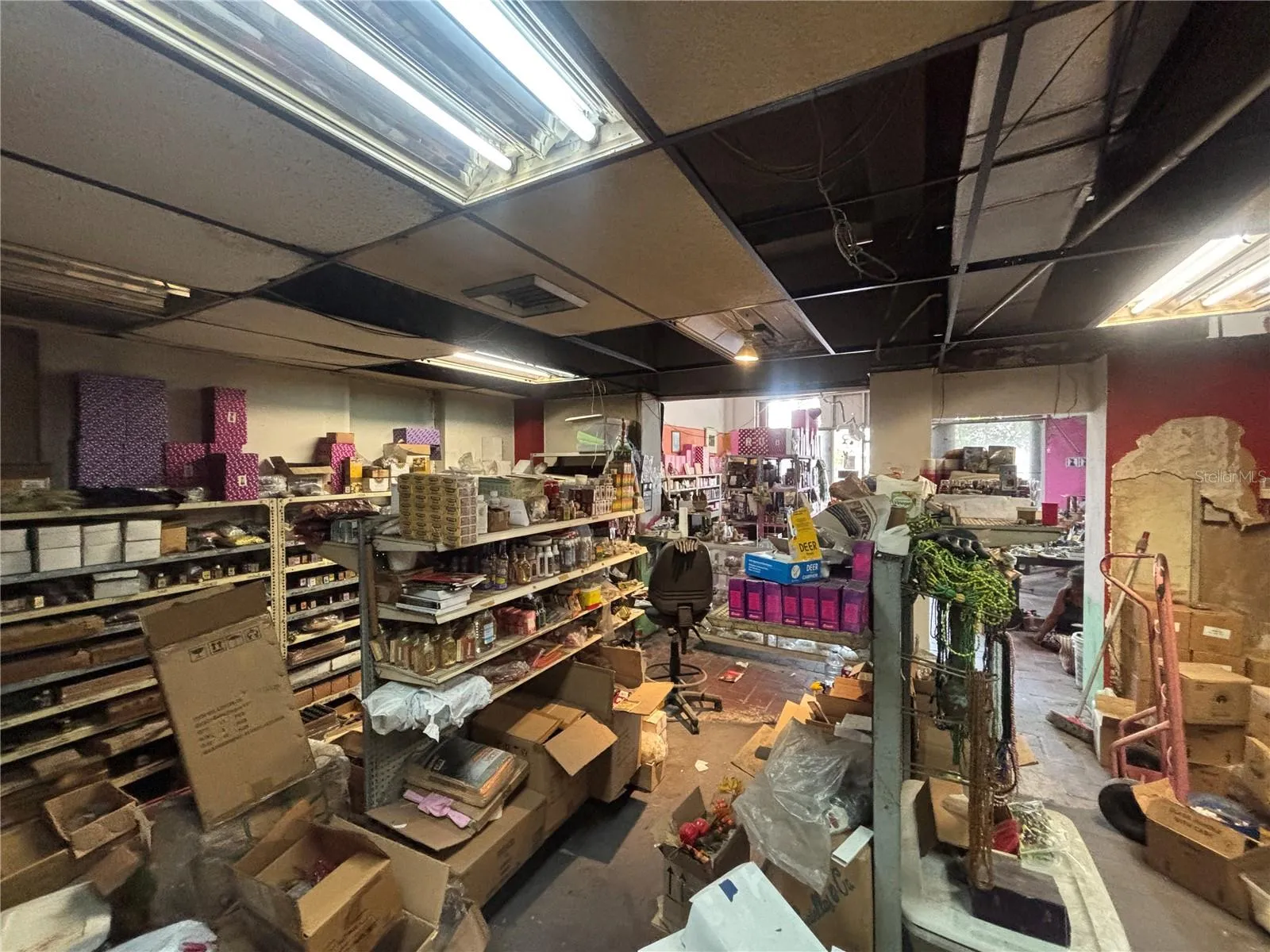 Drop ceilings can be removed to expose high ceilings.