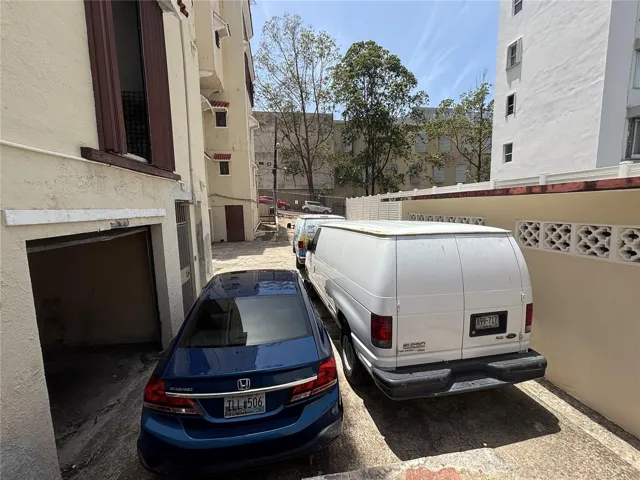 Garage area looking to gated street access on Calle Cerra.