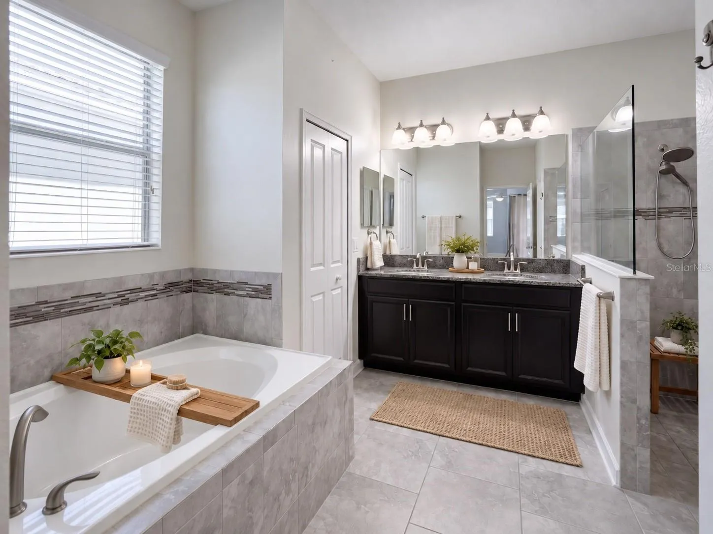 Virtual staged primary bathroom