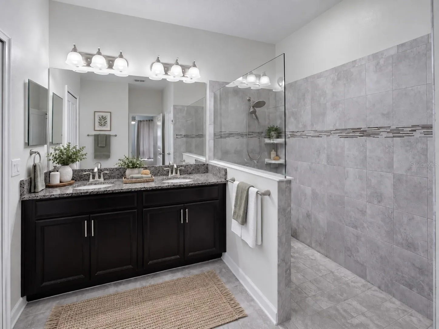 Virtual staged primary bathroom
