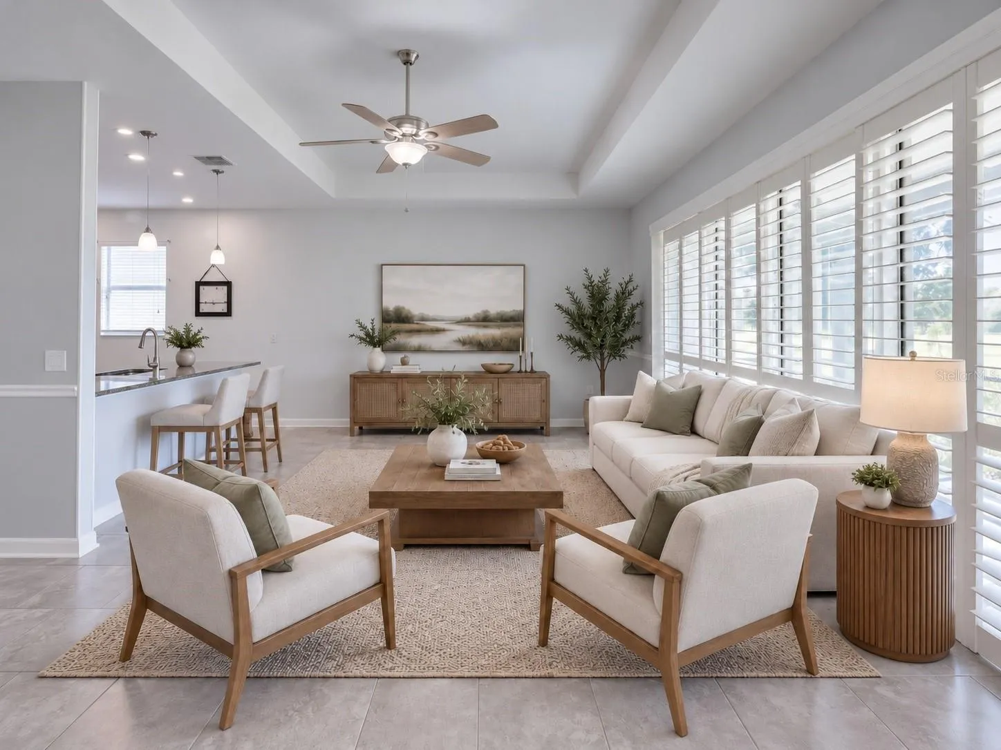 Virtual staged family room