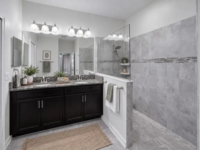 Virtual staged primary bathroom