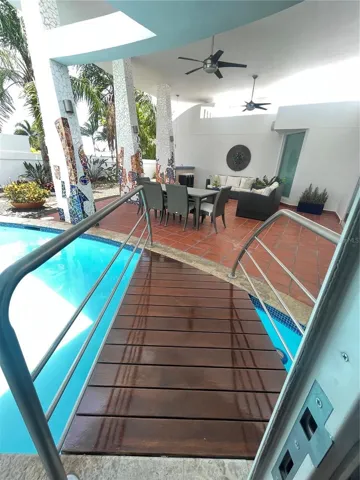 Pool and bridge