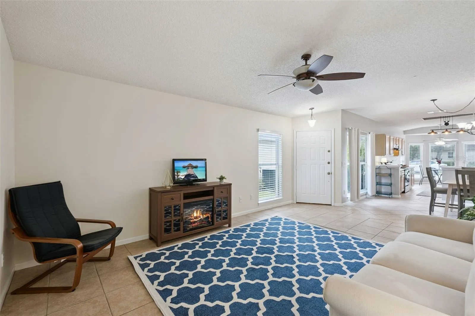 Living room from doors to porch