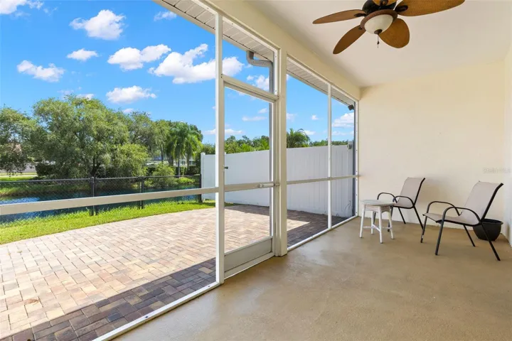 Screened in lanai with water views
