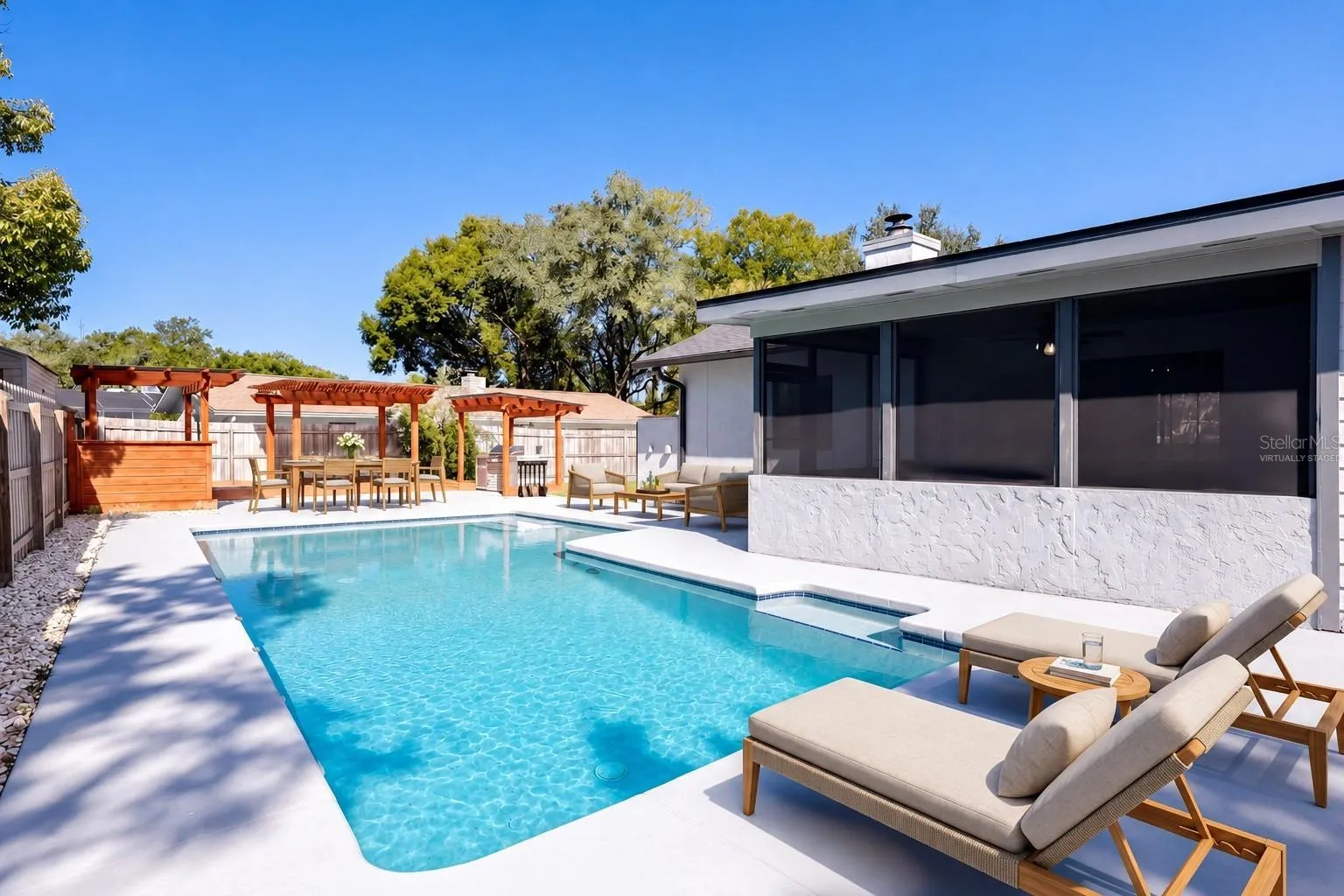 Pool area - virtually staged
