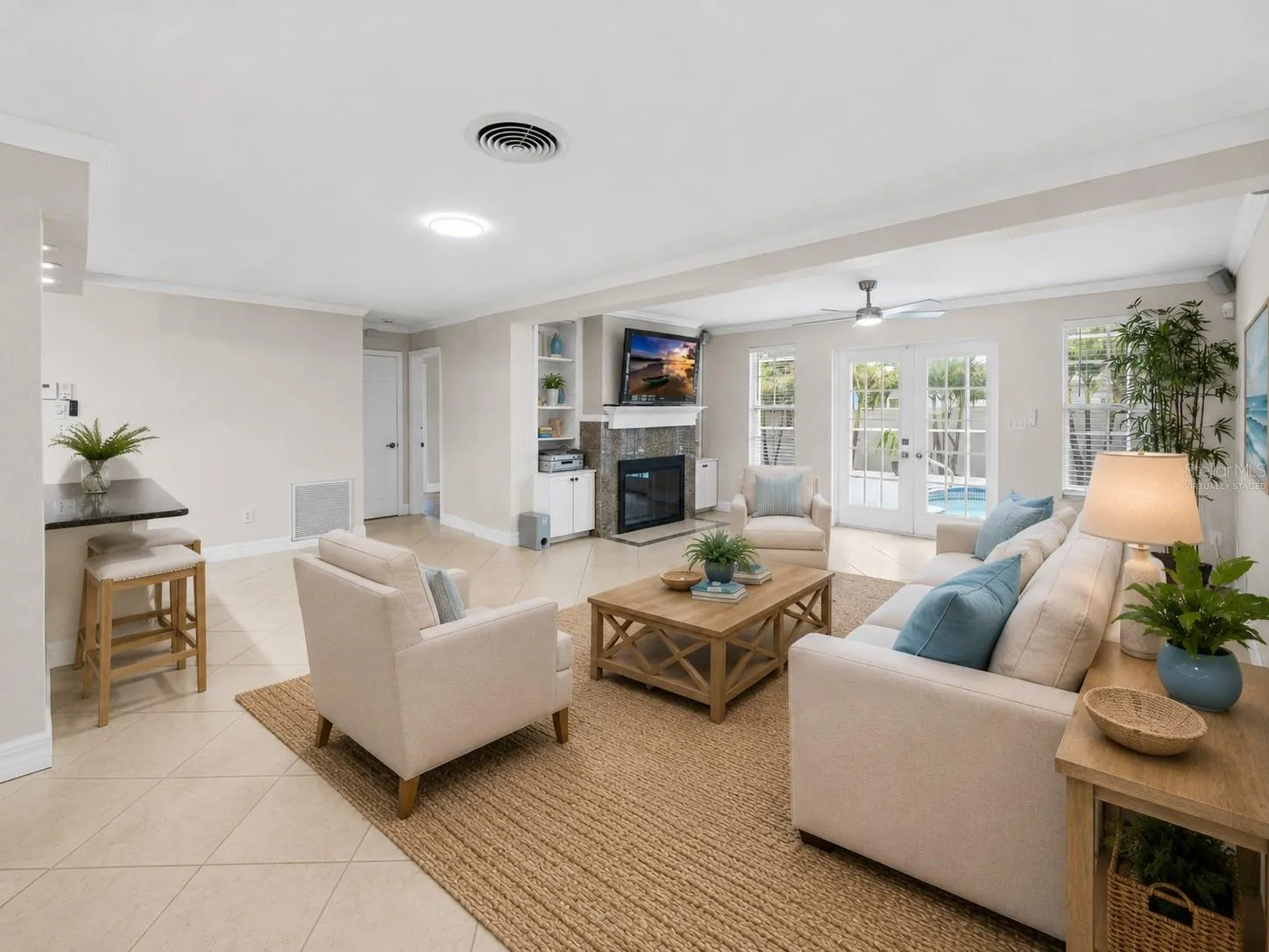 Virtually staged living room