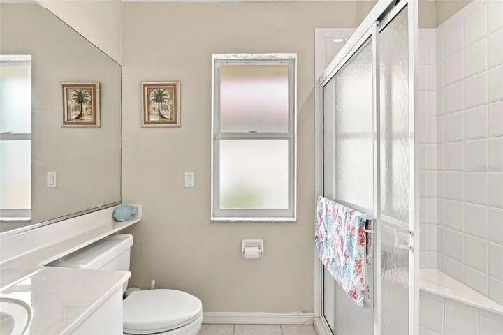 Guest Bathroom with Large Mirror, Vanity &amp; Walk In Shower