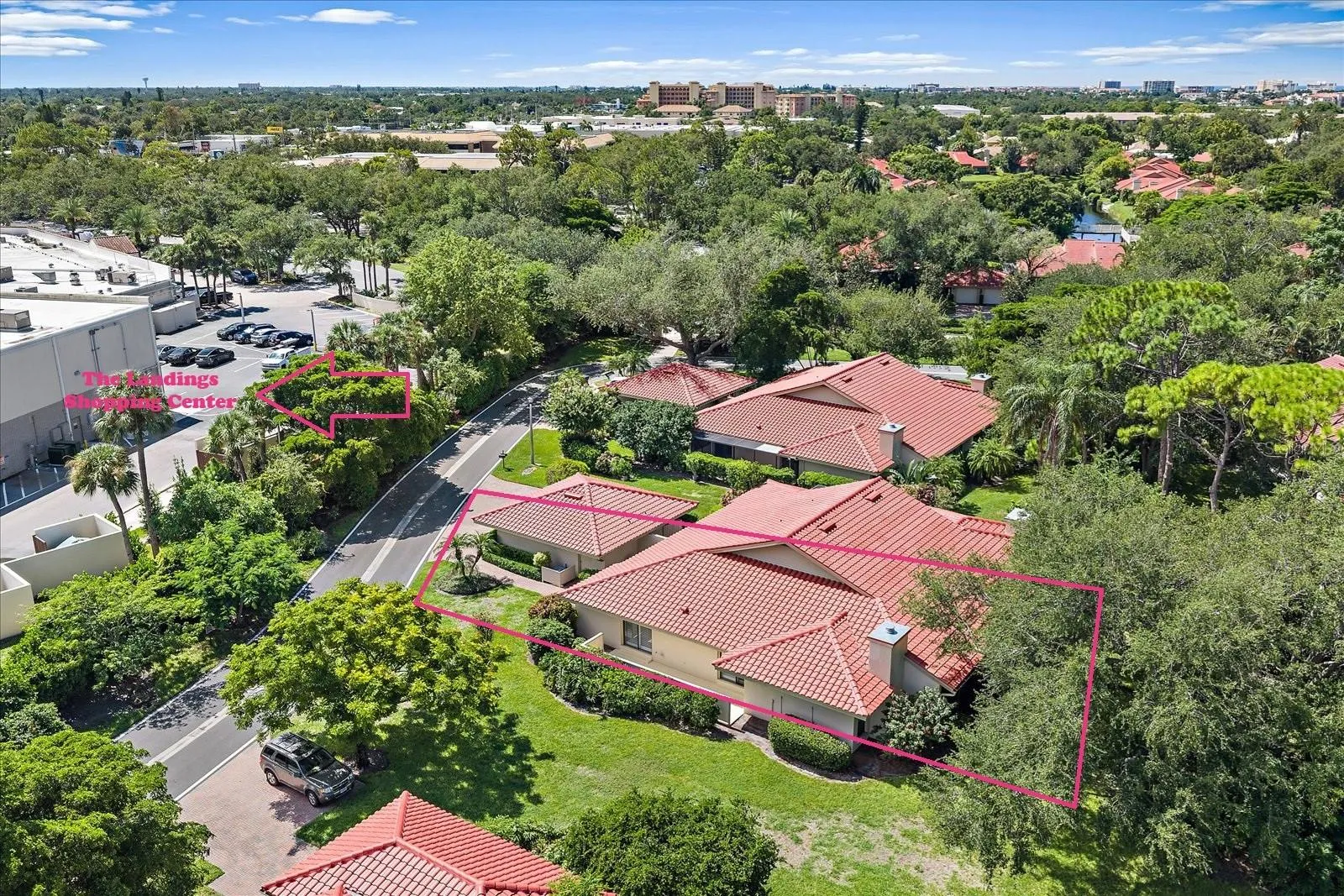 Aerial of property with view to the Landings shopping Center