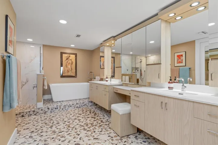 Custom designed &amp; built double sinks, vanities