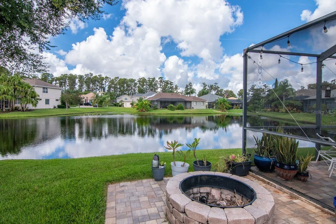 Extended paver lanai with fire pit and gorgeous views.