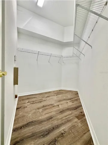 The primary walk-in closet is huge!
