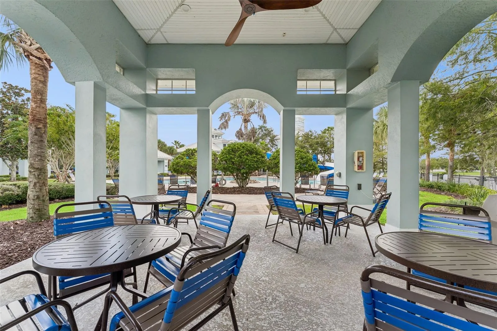 Covered Outdoor seating around the pool