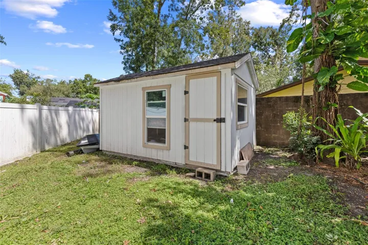 The shed in the backyard will stay.