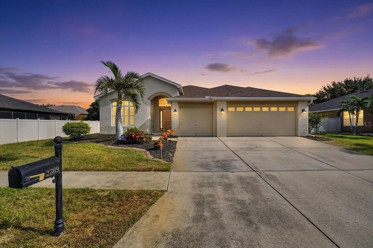 Front with 3 car garage