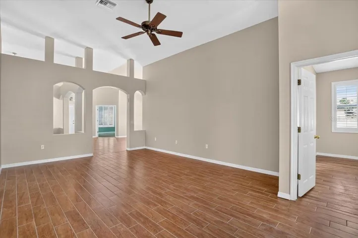 Family room looking towards office with master bedroom to the right