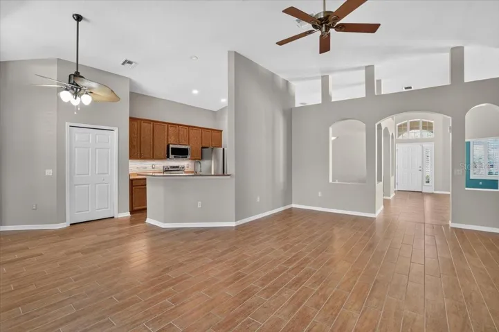 Family room looking towards kitchen