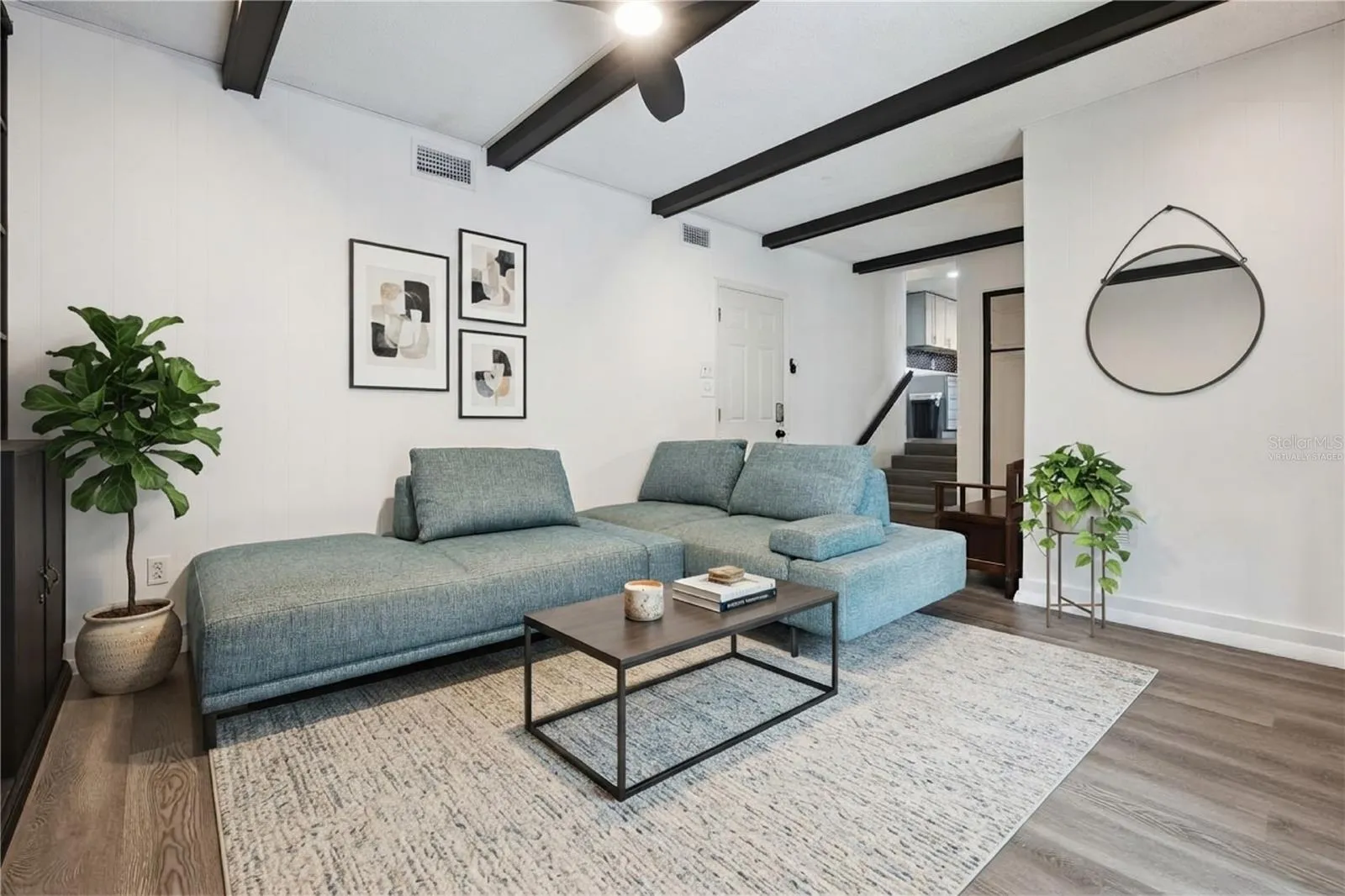 Family room virtually staged