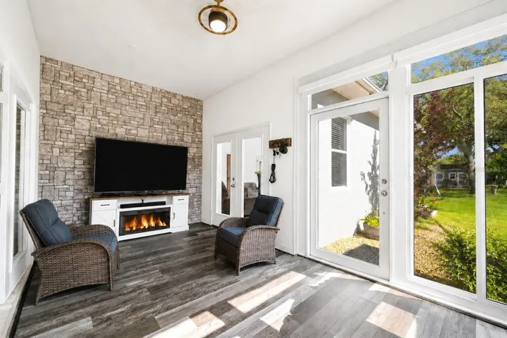 sunny sun room with automatic shades