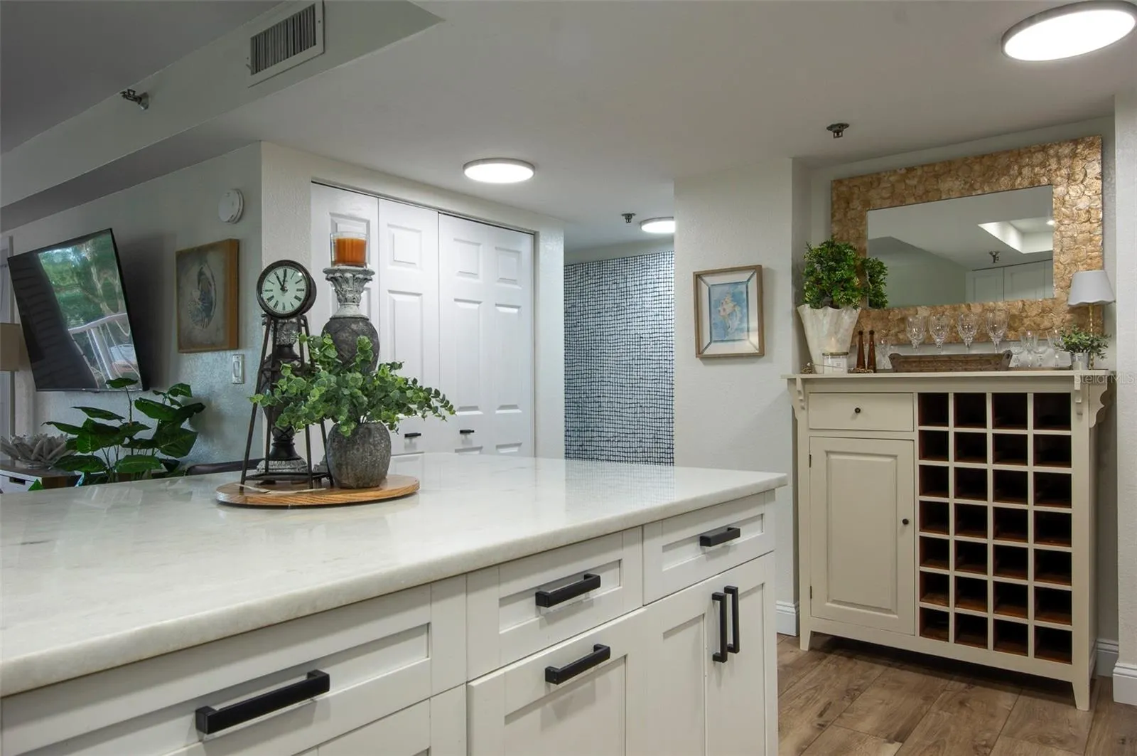 Center island in kitchen