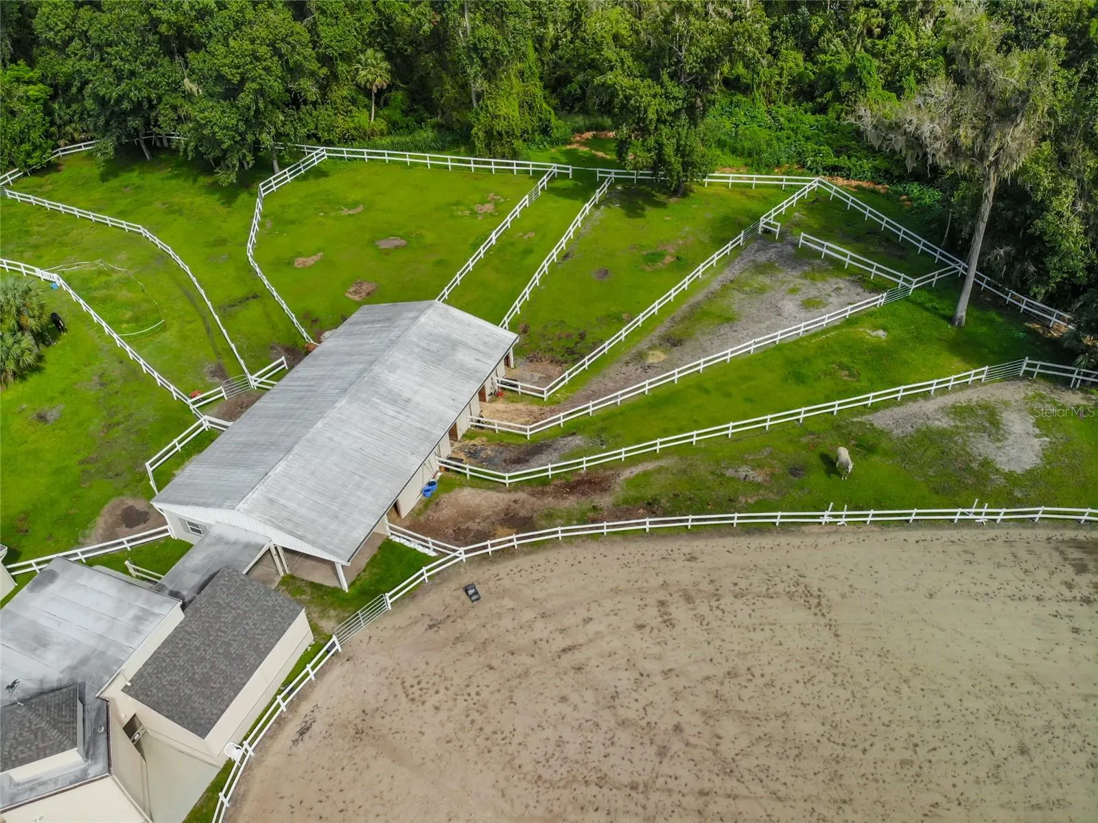 Aerial View of Horse Stables and RV Parking