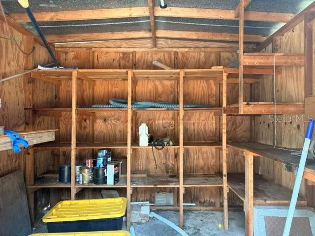 inside storage shed