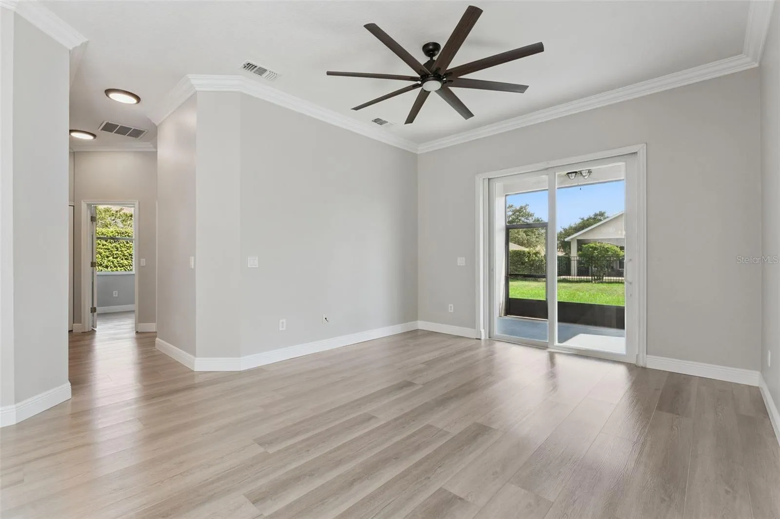 View from family room towards the hall to bedrooms.