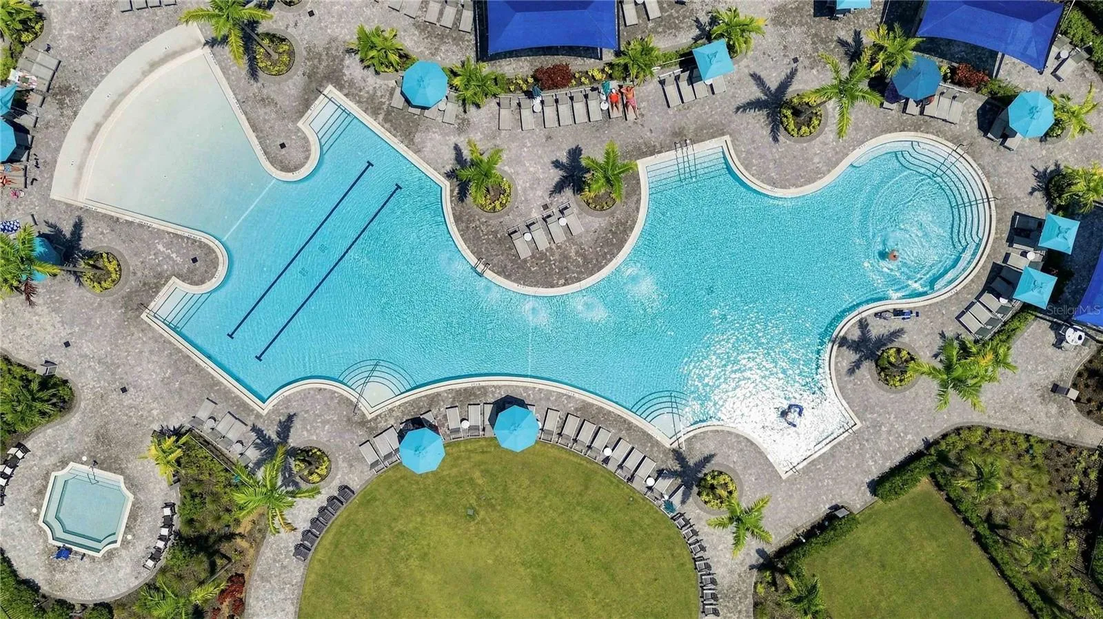 Ariel view of pool