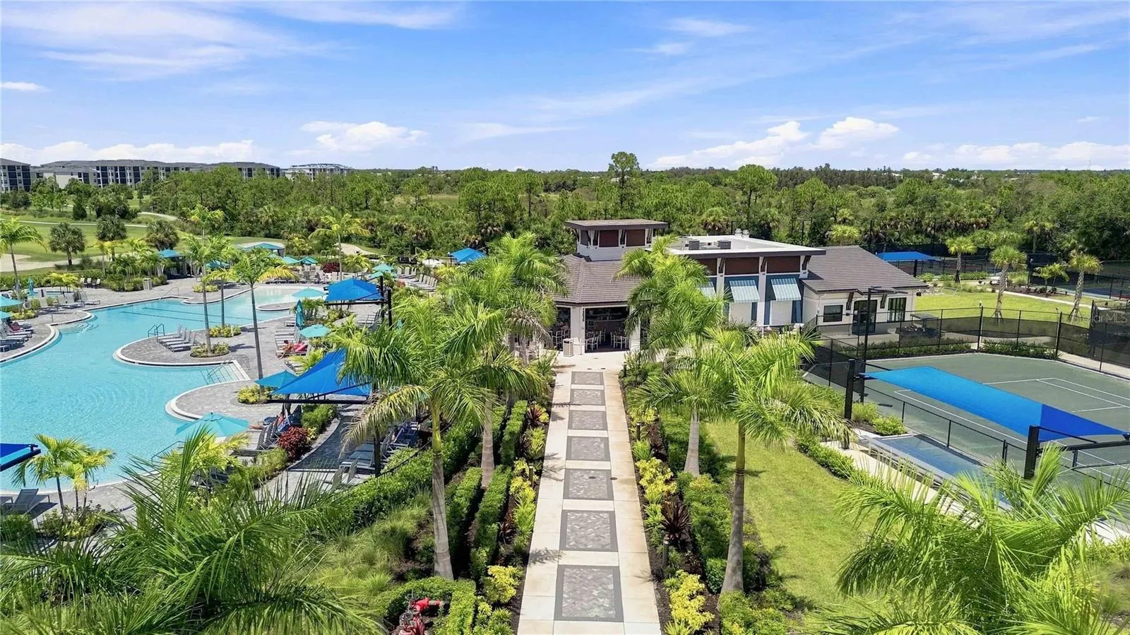 Pool and pickleball courts