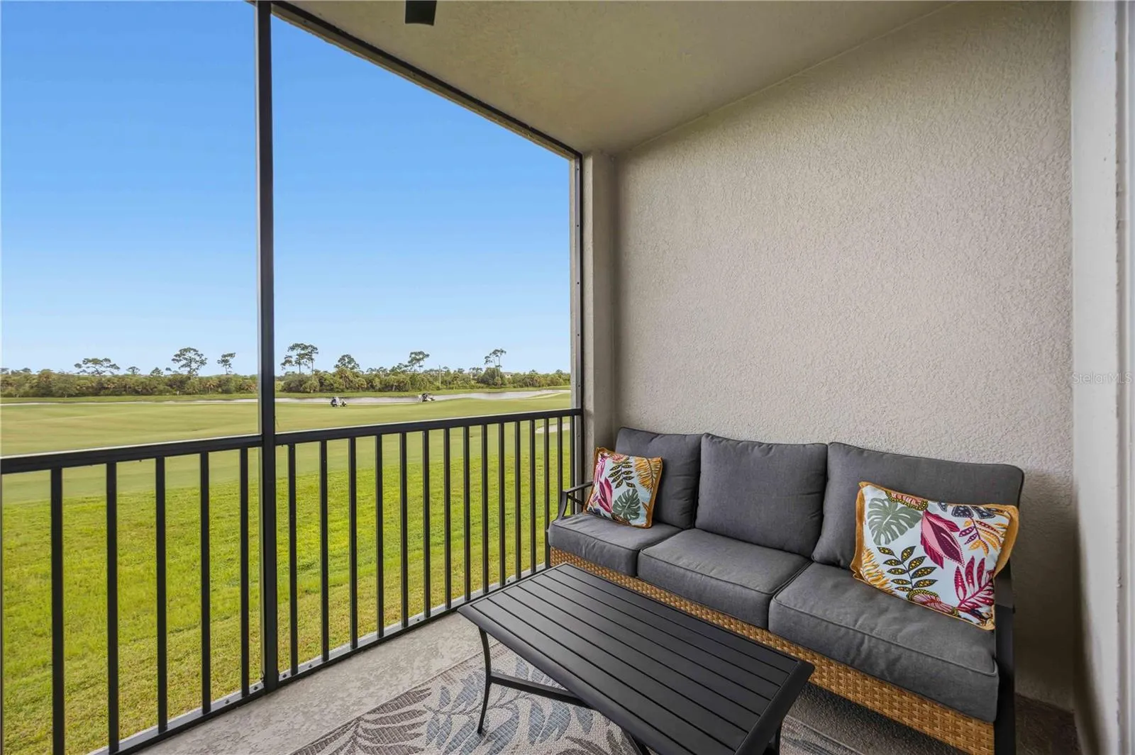Balcony with golf course views