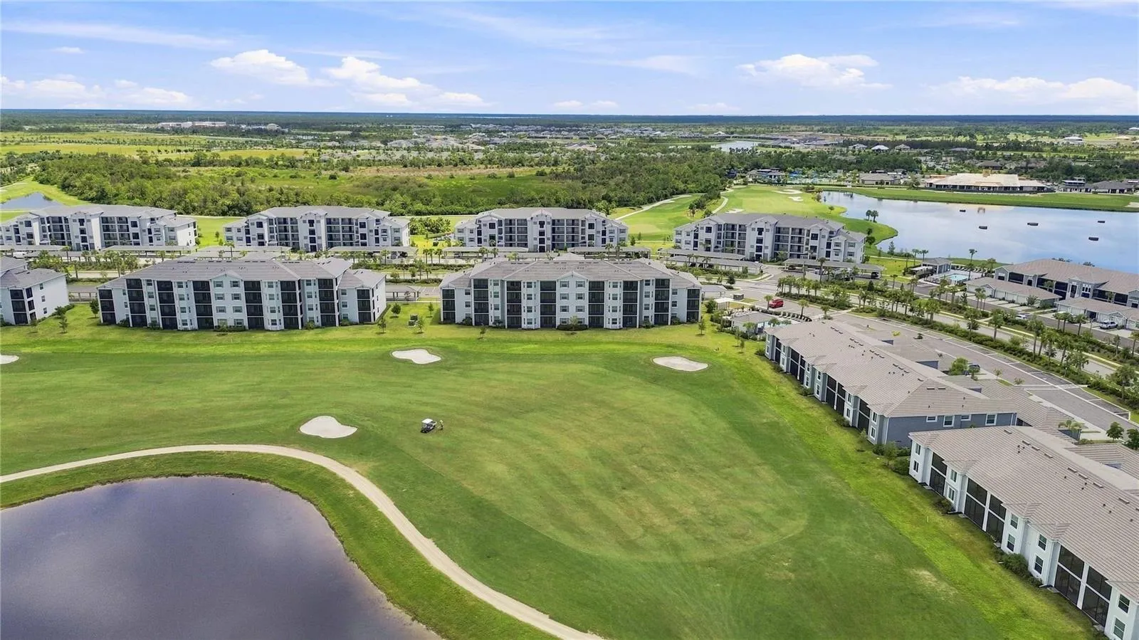Ariel view with golf course
