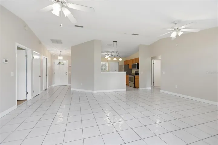Great room facing the kitchen from the padio door