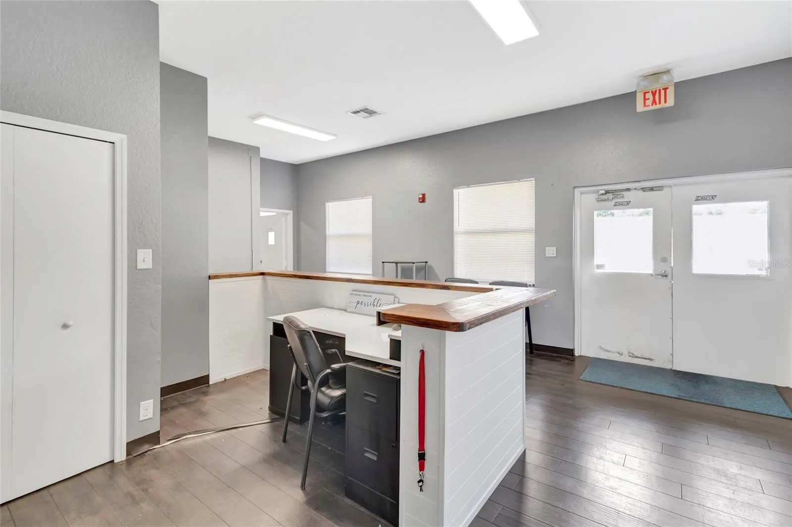 Reception Area with Storage Closet, Double Entry Door
