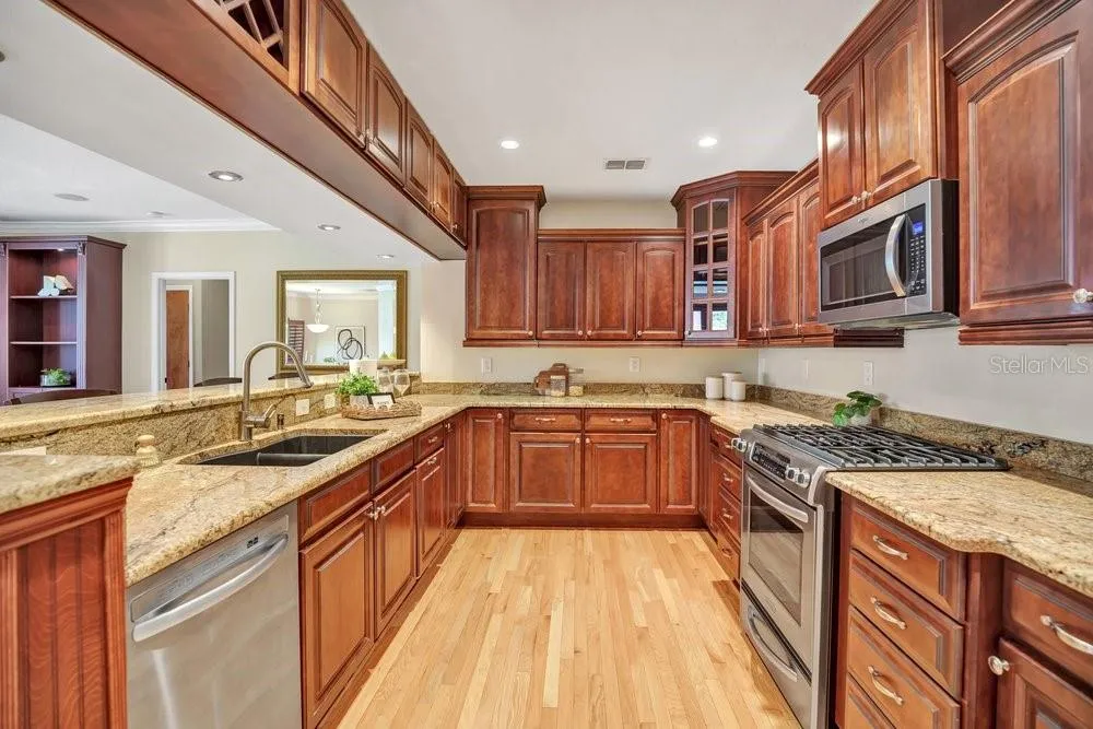 Open Kitchen, granite counters, solid wood cabinetry