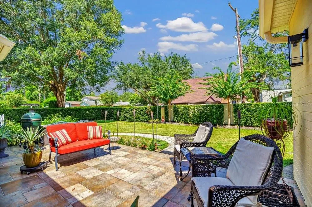 Private Patio overlooking landscaped backyard
